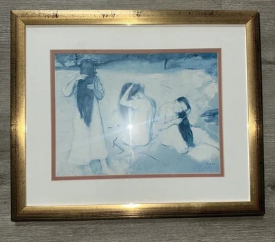 Pelo peinado mujer Edgar Degas tono azul, estampado impresionista vintage enmarcado  Foto 1 de 4