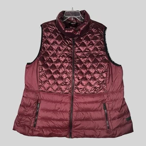 Calvin Klein Performance Premium Down Puffer Womens 3X Maroon Red Quilted Vest - Picture 1 of 5