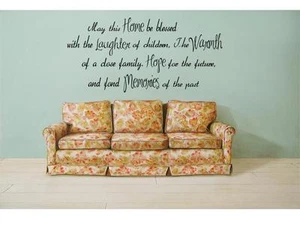 HOME LAUGHTER WARMTH HOPE MEMORIES Wall Quote Lettering Words Decal Sticker 36" - Picture 1 of 2