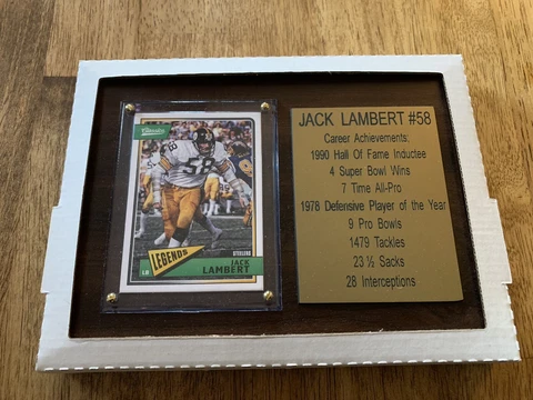 Pittsburgh Steelers Jack Lambert #58 Football Card 6 X 8” Plaque Hall Of Famer Cover