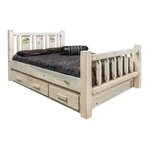 Montana Woodworks Homestead Handcrafted Wood Queen Storage Bed in Natural - Picture 1 of 4