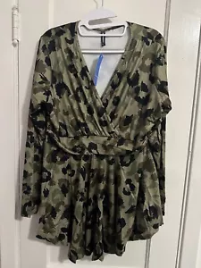 Allegrace Boutique Camo Babydoll Long Sleeve Tunic Blouse Shirt Size 1XL - Picture 1 of 6