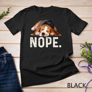 Nope Lazy Beagle Dog Lover Gift Unisex T-shirt - Picture 1 of 15