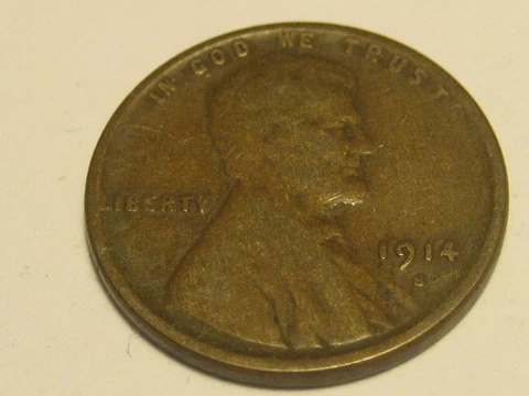 1914-S Lincoln Head Cent Fine ERROR Lamination Thru Trust & Weak L In Lincoln Cover