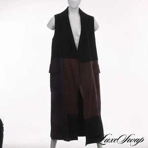 NWT $4635 Victor Alfaro Purple Multi Patchwork Flannel Long Duster Vest Gilet NR - Picture 1 of 6