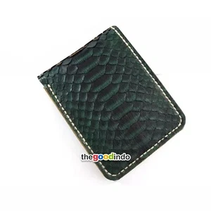 Handgefertigte Herren-Geldbörse aus echtem Python Schlangenleder mit Doppelfaltung Vollhaut dunkelgrün - Bild 1 von 5