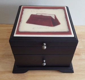 Emily Adams Cinema Glamour Black Jewelry Box 2004 'Handbag' Tile Top - Picture 1 of 4