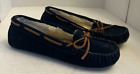 Minnetonka Cally Women 8 39 Blue Suede Leather Moccasins Faux Fur Lined 40328