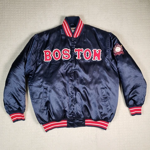 Vintage Boston Red Sox Jacket Mens XL Blue Satin Bomber Ted Williams Inter City Cover