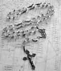 Vintage Long Sterling  and Faceted Crystal rosary