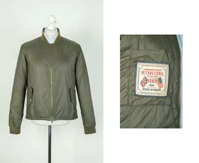 -Men's Barbour International Steve McQueen Oil Field Olive Bomber Jacket Size M - Image 1 of 4