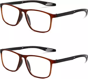 Reading Glasses Men 2 Pairs Sports Style Comfortable and Flexible Blue Light Blo - Picture 1 of 6