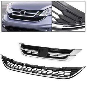for Honda CR-V 2010 2011 Front Bumper Upper & Lower Grille ABS Chrome - Picture 1 of 13
