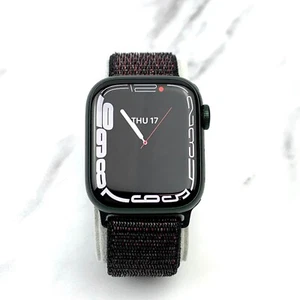 Apple Watch Series 7 45mm Green Aluminium with Black Nylon Loop GPS - Picture 1 of 7