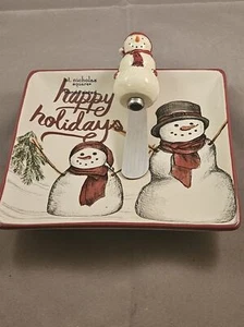 St Nicholas Square Yuletide Snowman Plate 6×6" With Individual Spreader - Picture 1 of 5