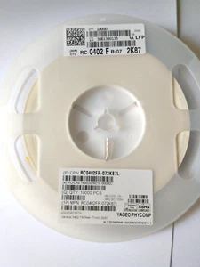Full reel, 10,000 pcs 2.87k (2k87) ohm, 1%, 0402 SMD resistors RC0402FR-072K87L - Picture 1 of 1