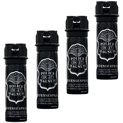 4 PACK Police Magnum 3oz Stream Flip Top pepper spray Self Defense Protection
