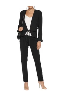NWT $445 Halston Heritage Drape Front Crepe Jacket With Ties Black XS - Picture 1 of 4