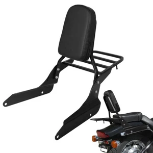 For Honda Shadow VT600 1999-2008 Backrest Sissy Bar With Luggage Rack Black - Picture 1 of 8