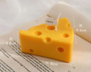 Cheese Shaped Scented Decorative Candle - Cute Fun Home Kitchen Food Decor Gift - Picture 1 of 12
