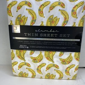 NEU Schlummer gebürstetes Doppelblatt Set BANANEN ~ gelb und weiß NEU IN VERPACKUNG - Bild 1 von 3