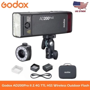 Godox AD200Pro II Auto TTL HSS 1/8000S Outdoor Led Pocket Flash Light Speedlite - Picture 1 of 9