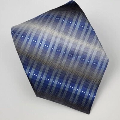 John Ashford Silk Tie Gray Blue White Geometric Men Necktie 56.5 x 3.75 - Image 1 of 4