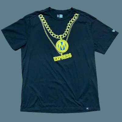 Camiseta New Era 2 Chains Manheim Built Express negra amarilla para hombre talla XL Foto 1 de 4