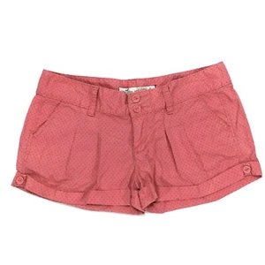 Hollister Womens Cuffed Shorts Juniors 3 Salmon Pink Polka Dot Stretch Low Rise - Picture 1 of 8
