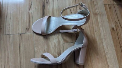 Stuart Weitzman Light Pink Ankle Strap Block Heel Open Toe Sandal Leather 7 - Image 1 of 4