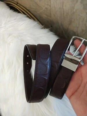COACH HARNESS CUT-TO-SIZE REVERSIBLE SIGNATURE LEATHER BELT  BROWN - Image 1 of 4