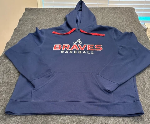 MLB Atlanta Braves Blue Performance Hoodie Men XL NWT F Cover