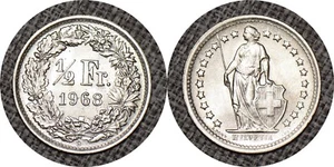 SWITZERLAND 1968 Half ½ Franc - KM# 23a - Picture 1 of 3