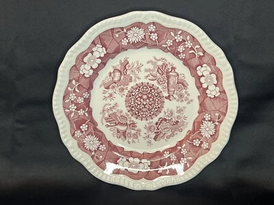 SPODE Archive Collection Regency Series TROPHIES 11" Dinner Plate Cranberry Red - Image 1 of 4