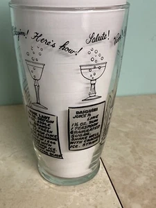 Vintage Glas Cocktail Rezept Shaker rot schwarz Jubel Gesundheit Prosit Getränk Rezept MCM - Bild 1 von 11