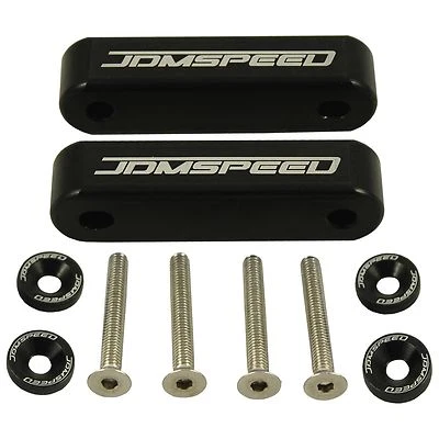 Juego de elevadores espaciadores de capó JDM negros para 90-01 Acura Integra 88-00 Honda Civic CRX Foto 1 de 4