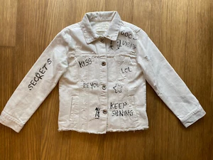 Zara Girls Casual Collection Street Art Denim Jean Distressed Jacket Size 8 - Picture 1 of 9
