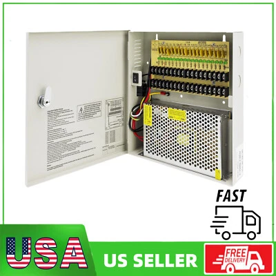 18 CH CCTV Power Supply Box DC 12V 10A fit CCTV DVR Security System and Cameras - Image 1 of 4