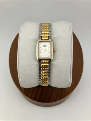 Винтажный Seiko женщины 15 мм часы двухцветный бак серебряный циферблат эластичной 1N00-5A99 - работает - Изображение 1 из 4