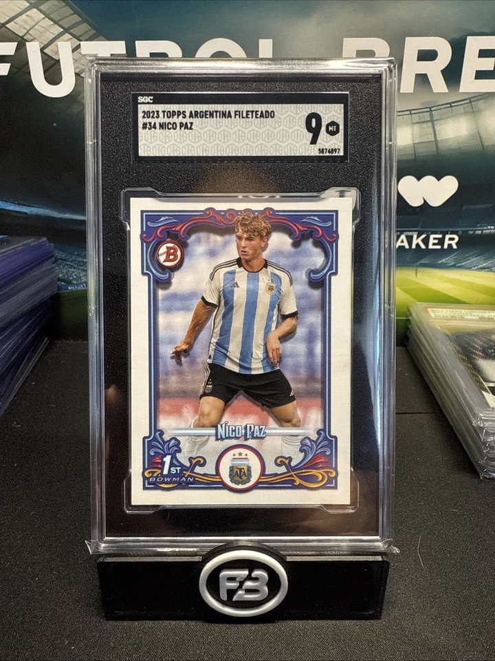 2023 Topps Argentina Fileteado Nico Paz #34 Bowman 1st RC Rookie SGC 9 - Image 1 of 1
