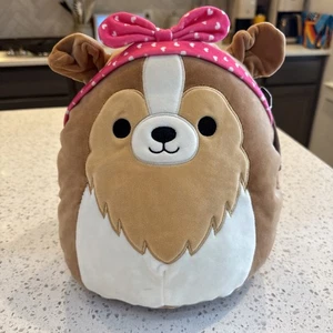 2024 Squishmallow Andres Sheltie Dog 11 Inch With Pink Bandana NWT - Picture 1 of 5