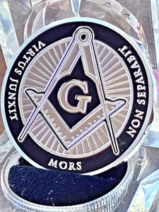 Freemasonry All Seeing Eye Master Mason Square & Compasses Challenge Coin - Picture 1 of 5