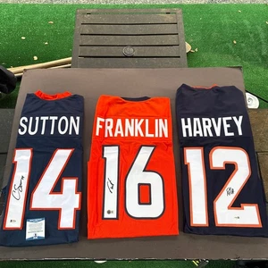 Courtland Sutton-Troy Frankli-RJ Harvey Signed Broncos XL Custom Jerseys-JSA/BAS - Picture 1 of 12