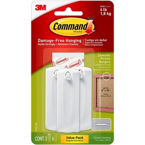 Colgador de fotos Command Sawtooth [extraíble]: paquete de 3 (blanco) - Imagen 1 de 2