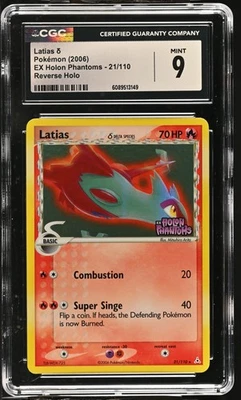 Cartão Pokemon CGC 9 perfeito estado Latias EX Holon Phantoms 21/110 holográfico reverso carimbado - Imagem 1 de 2