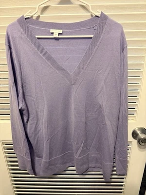 J Jill Merino Wool Long Sleeve Lavender Sweater Size Large Petite - Image 1 of 3