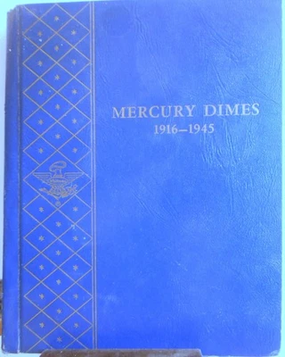 Lote de 65 moedas de dez centavos de mercúrio diferentes do álbum. Coleção. 1916 a 1945. Old Whitman - Imagem 1 de 4