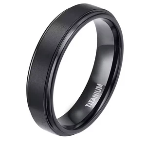 Tigrade 4/6/8/10mm Black Titanium Ring Man Brushed Wedding Band Women Engagement - Picture 1 of 1