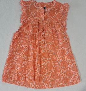 J.Crew Women’s Orange White Floral Summer Top Sleeveless Button-Up Size S EC - Picture 1 of 4