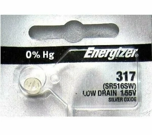 1 Energizer 317, SR516SW, SP317, V317, D317, 616, 280-58, SB-AR, S52, Battery - Photo 1/3
